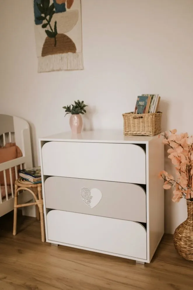 Komoda z szufladami MAJA 80cm biała/szara z przewijakiem I sklep meblowy MIRAT. styl SKANDYNAWSKI