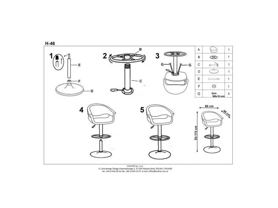 Hoker H-46 biały/czarny ekoskórzany z oparciem i podłokietnikami | MIRAT.