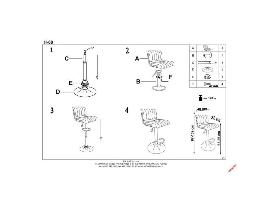 Hoker H-88 brązowy na jednej nodze z okrągłą podstawą | MIRAT. w stylu LOFT, VINTAGE kolekcja