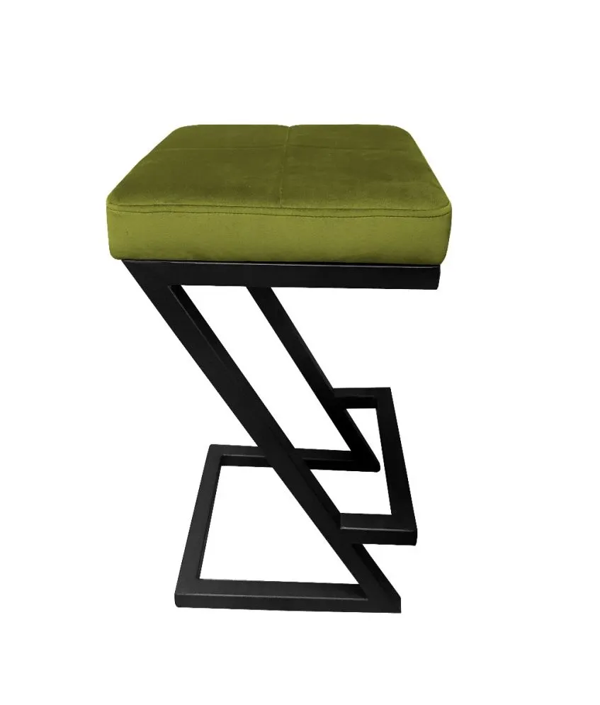 Hoker ZAZU BL VELVET oliwkowy na metalowej podstawie | MIRAT. w stylu LOFT kolekcja