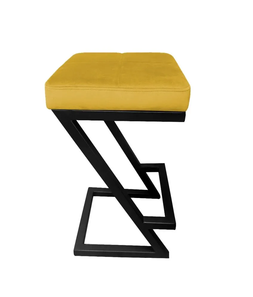 Hoker ZAZU VELVET musztardowy/curry tapicerowany aksamitem | MIRAT. w stylu LOFT kolekcja