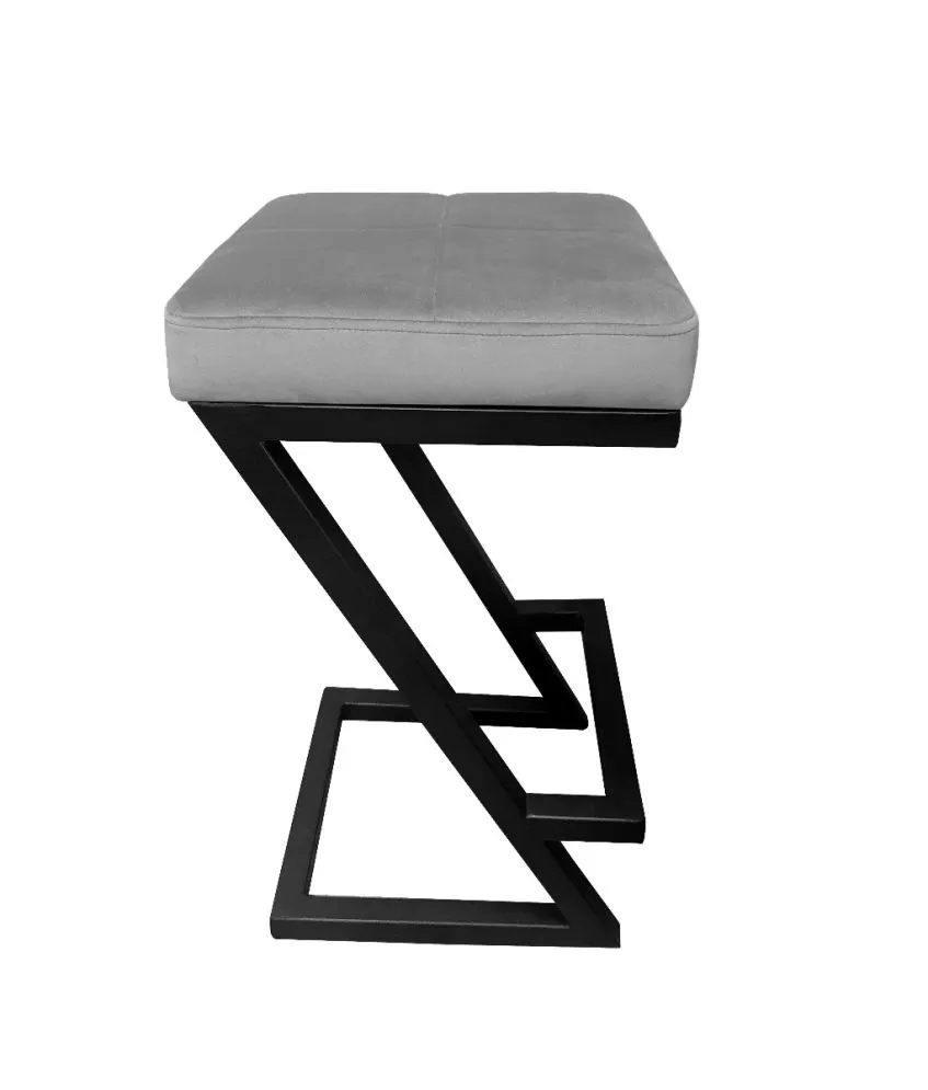 Hoker ZAZU VELVET szary tapicerowany aksamitem do kuchni | MIRAT. w stylu LOFT kolekcja