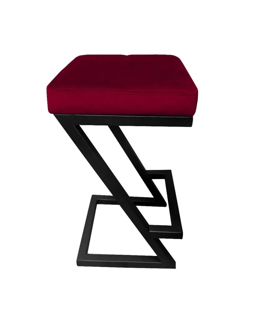 Hoker ZAZU VELVET bordowy na czarnych metalowych nogach | MIRAT. w stylu LOFT kolekcja