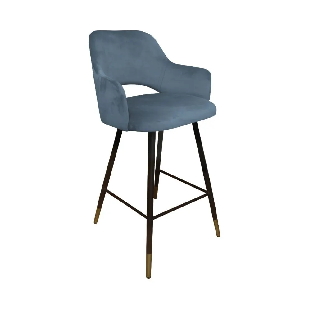 Hoker NAPO BL VELVET GOLD szary tapicerowany aksamitem z oparciem | MIRAT. w stylu GLAMOUR kolekcja