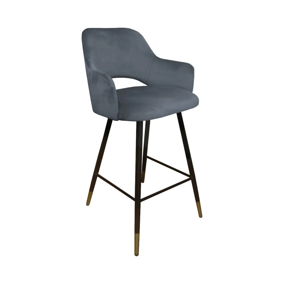 Hoker NAPO BL VELVET GOLD ciemno szary z oparciem | MIRAT. w stylu GLAMOUR kolekcja