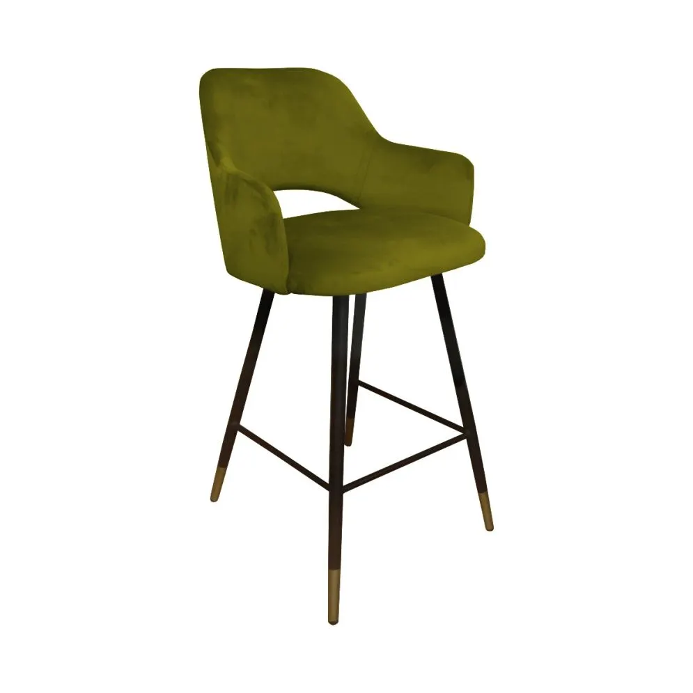 Hoker NAPO BL VELVET GOLD oliwkowy na metalowych nogach | MIRAT. w stylu GLAMOUR kolekcja