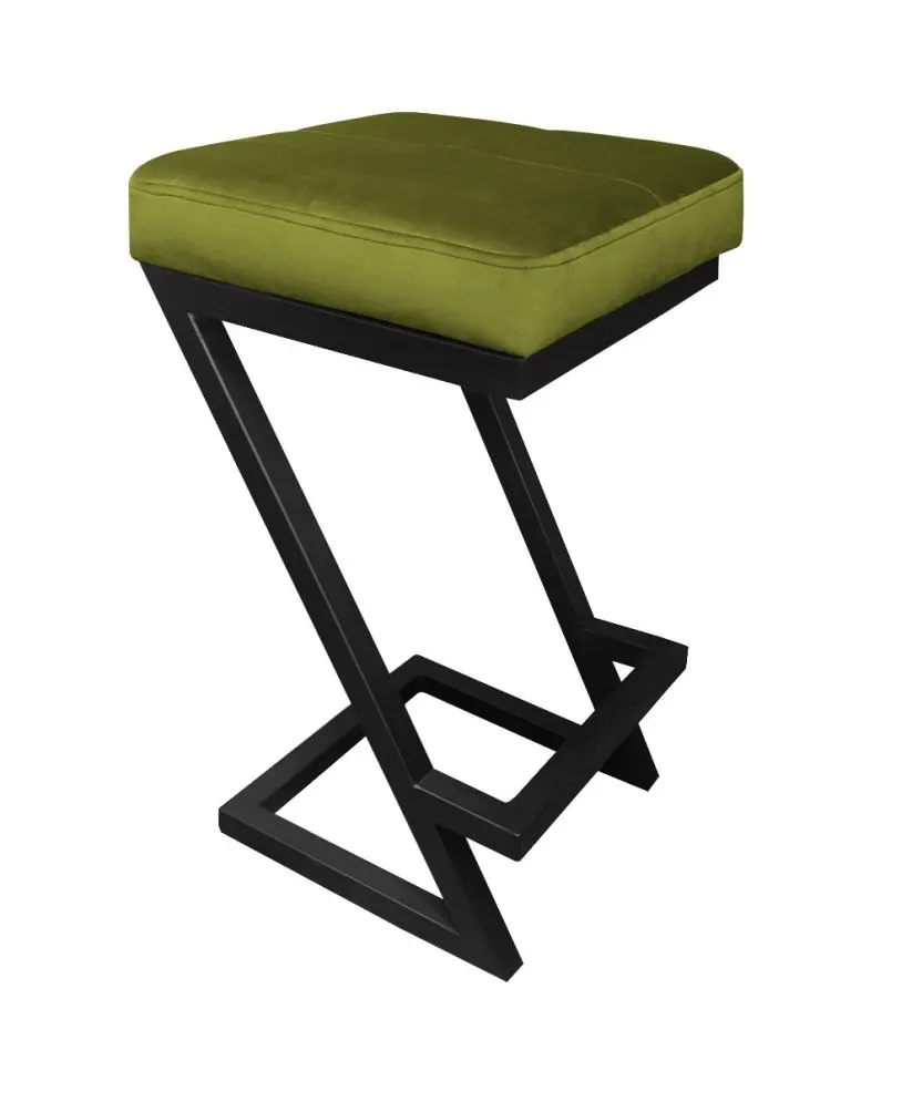 Hoker ZAZU BL VELVET oliwkowy na metalowej podstawie | MIRAT. w stylu LOFT kolekcja