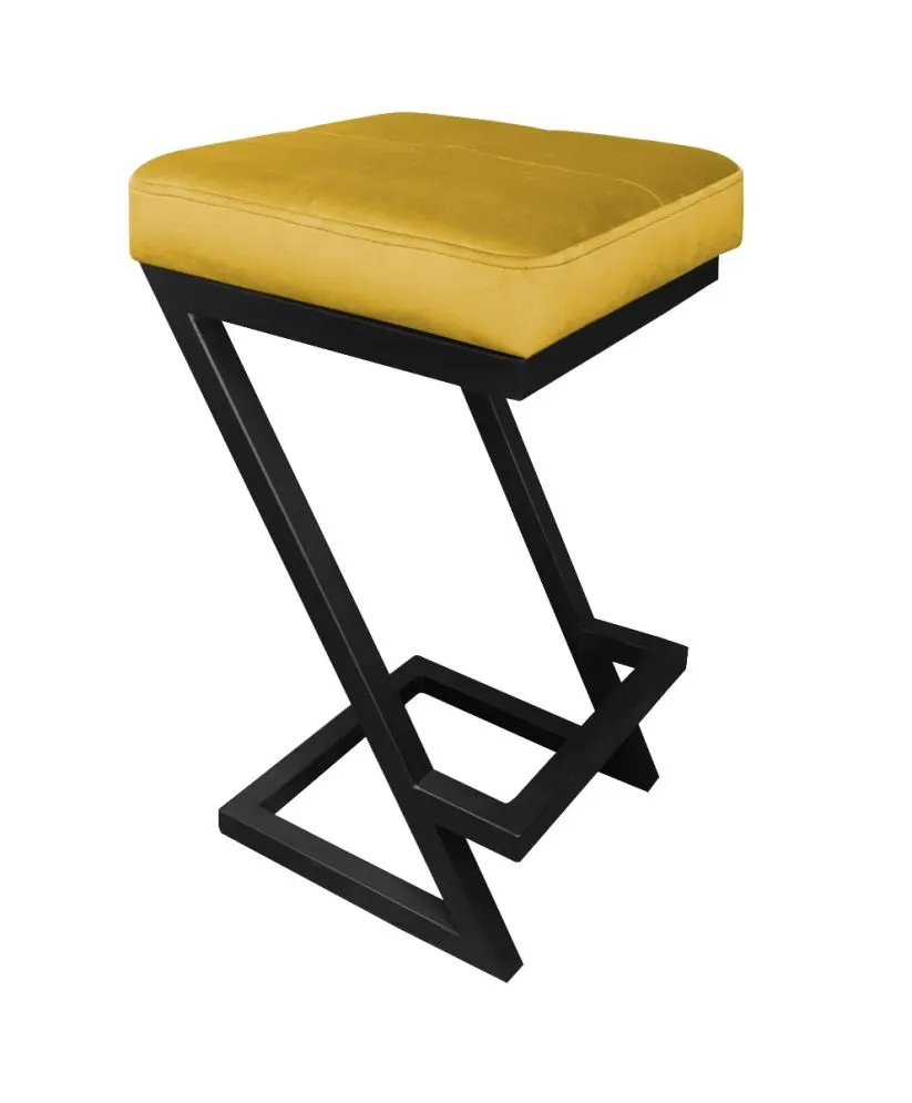 Hoker ZAZU VELVET musztardowy/curry tapicerowany aksamitem | MIRAT. w stylu LOFT kolekcja