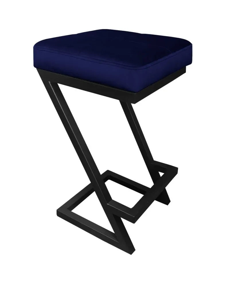 Hoker ZAZU VELVET granatowy na czarnym metalowym stelażu | MIRAT. w stylu LOFT kolekcja