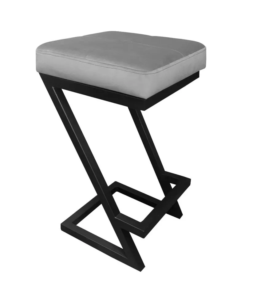 Hoker ZAZU VELVET szary tapicerowany aksamitem do kuchni | MIRAT. w stylu LOFT kolekcja