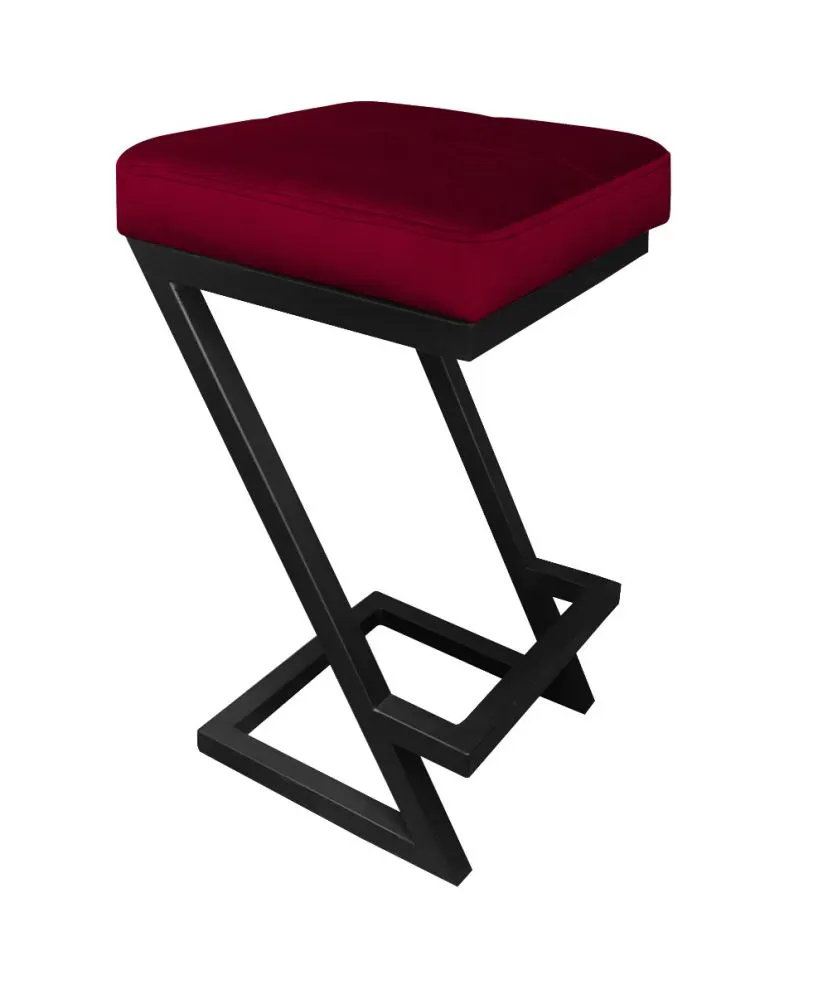 Hoker ZAZU VELVET bordowy na czarnych metalowych nogach | MIRAT. w stylu LOFT kolekcja