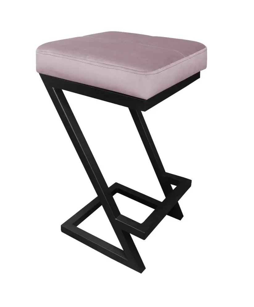 Hoker ZAZU VELVET jasnoróżowy kwadratowy z przeszyciami | MIRAT. w stylu LOFT kolekcja