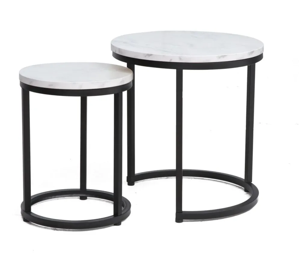 Zestaw 2 ław HOLA biały marmur/czarny w stylu glamour I sklep meblowy MIRAT. styl GLAMOUR, LOFT