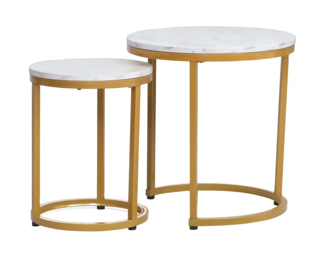 Zestaw 2 ław HOLA biały marmur/złoty do salonu I sklep meblowy MIRAT. styl GLAMOUR