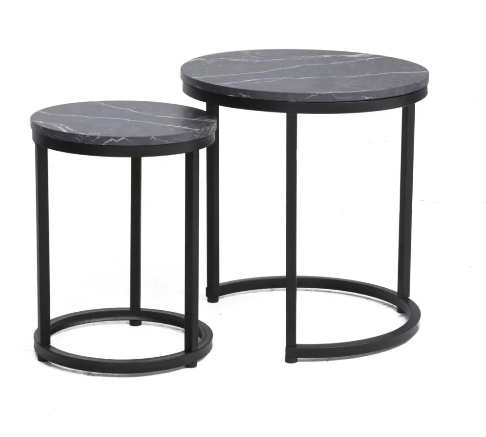 Zestaw 2 ław HOLA czarny marmur/czarny do salonu I sklep meblowy MIRAT. styl GLAMOUR, LOFT