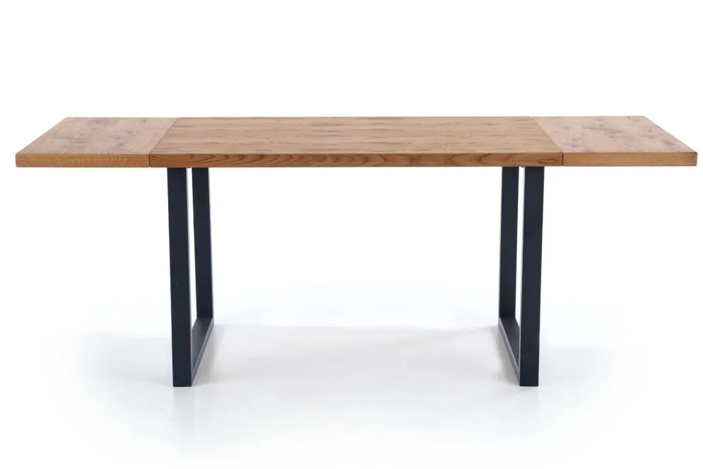 Stół HORUS 126(206)x80 jasny dąb/czarny fornirowany | MIRAT. w stylu LOFT kolekcja