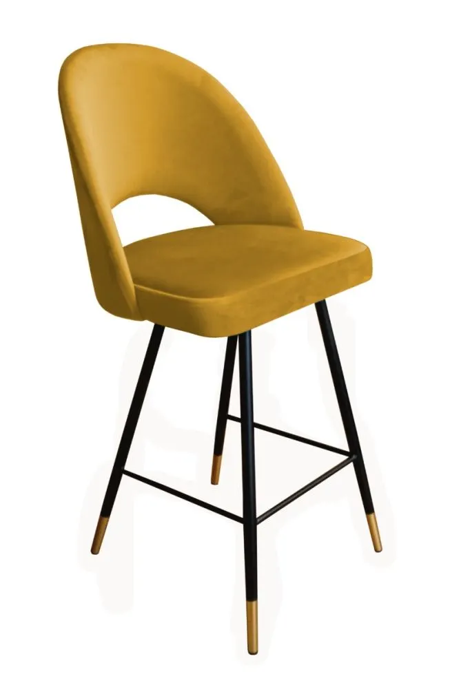 Hoker ISKAR VELVET GOLD musztardowy/curry tapicerowany aksamitem | MIRAT. styl GLAMOUR