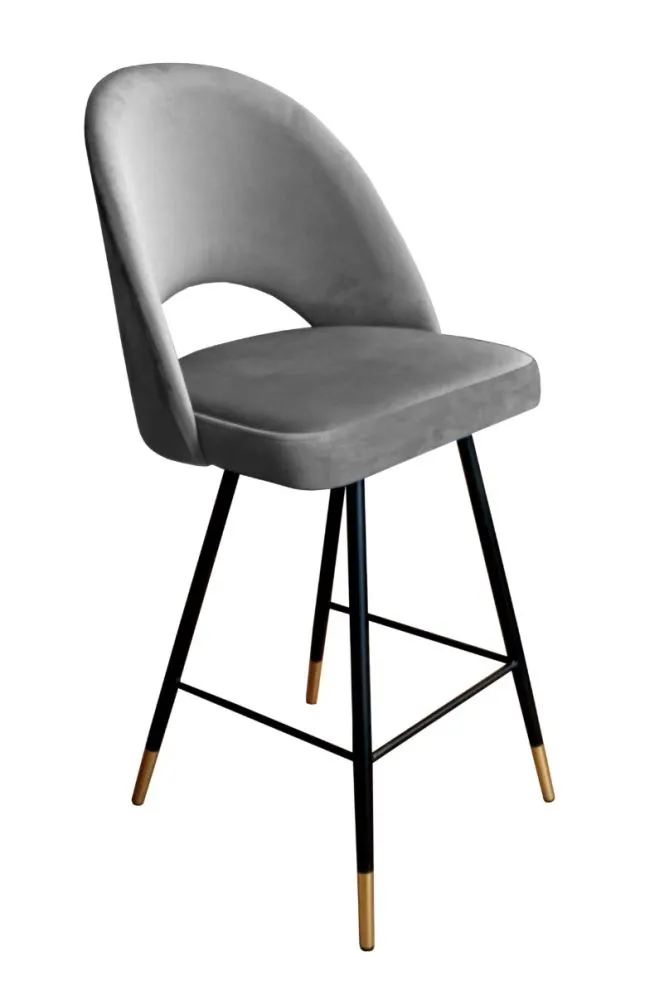Hoker ISKAR VELVET GOLD szary tapicerowany aksamitem do kuchni | MIRAT. styl GLAMOUR