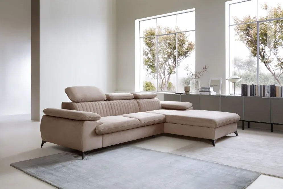 Narożnik z funkcją spania LORD cappuccino z zagłówkami I sklep meblowy MIRAT.