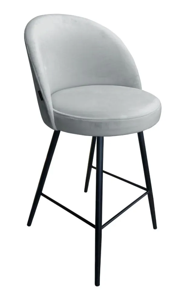 Hoker TANEW VELVET jasno szary na czarnych metalowych nogach | MIRAT. w stylu GLAMOUR, LOFT kolekcja