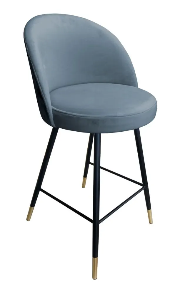 Hoker TANEW BL VELVET GOLD szary tapicerowany aksamitem z oparciem | MIRAT. w stylu GLAMOUR kolekcja