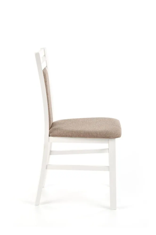 Krzesło HUBERT 8 białe drewniane z beżową tapicerką | MIRAT. styl KLASYCZNY kolekcja HUBERT
