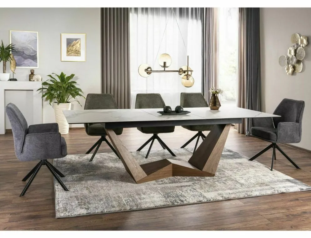 Krzesło tapicerowane HUGO BREGO szare obracane do salonu I sklep meblowy MIRAT. styl LOFT