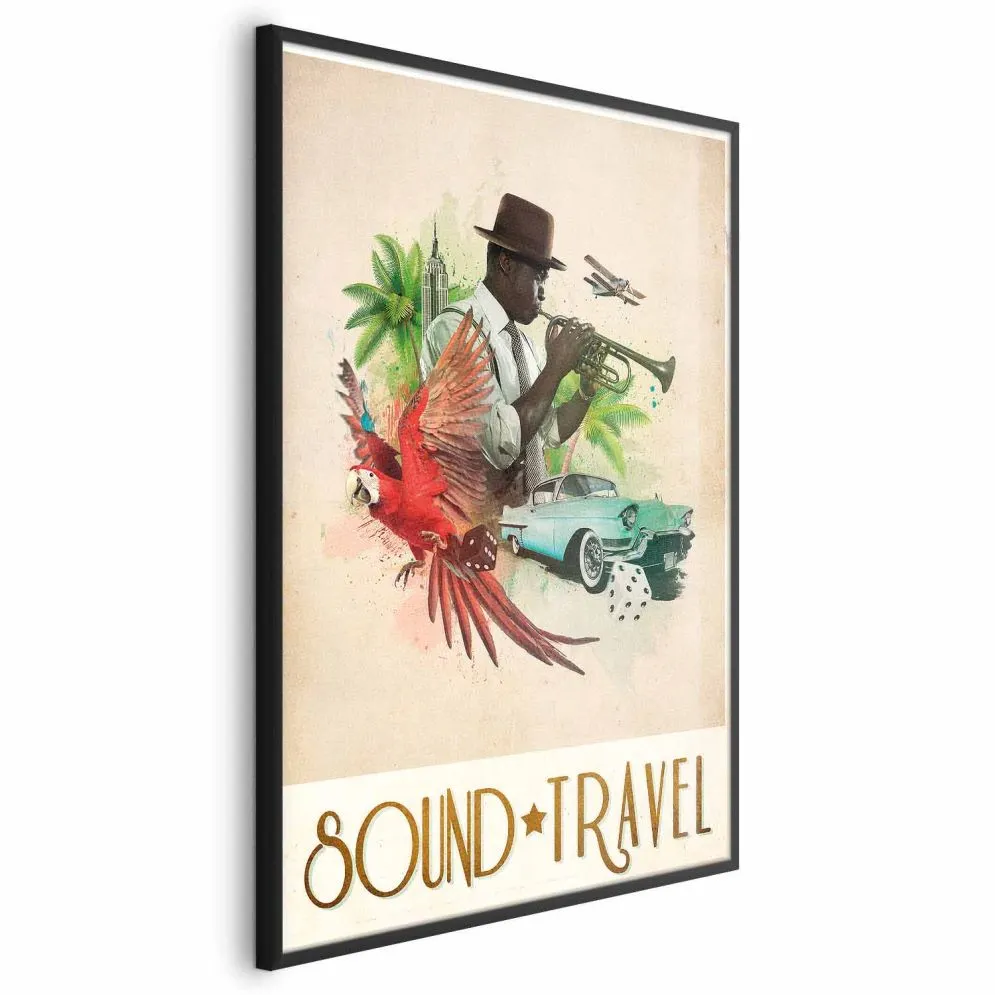 Plakat Sound Travel 29,7x42 cm z ramą czarną bez marginesu | MIRAT.