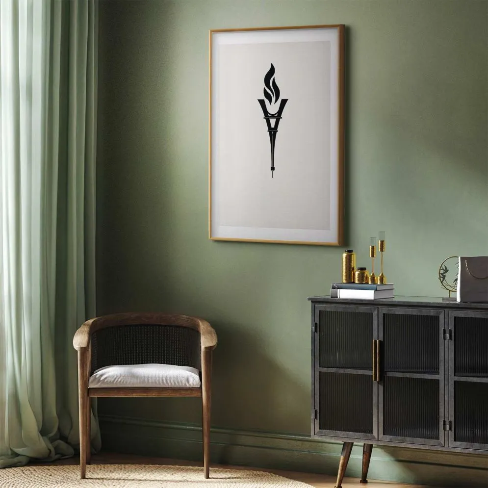 Plakat Znicz olimpijski 21x30 cm z ramą złotą z marginesem | MIRAT.