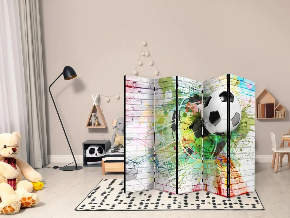 Parawan dwustronny Dla dzieci 225x172 cm 5-częściowy beżowy | MIRAT.