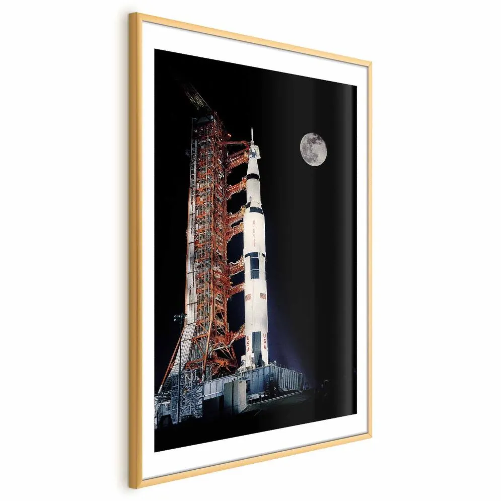 Plakat Cel podróży 60x90 cm z ramą złotą z marginesem | MIRAT.