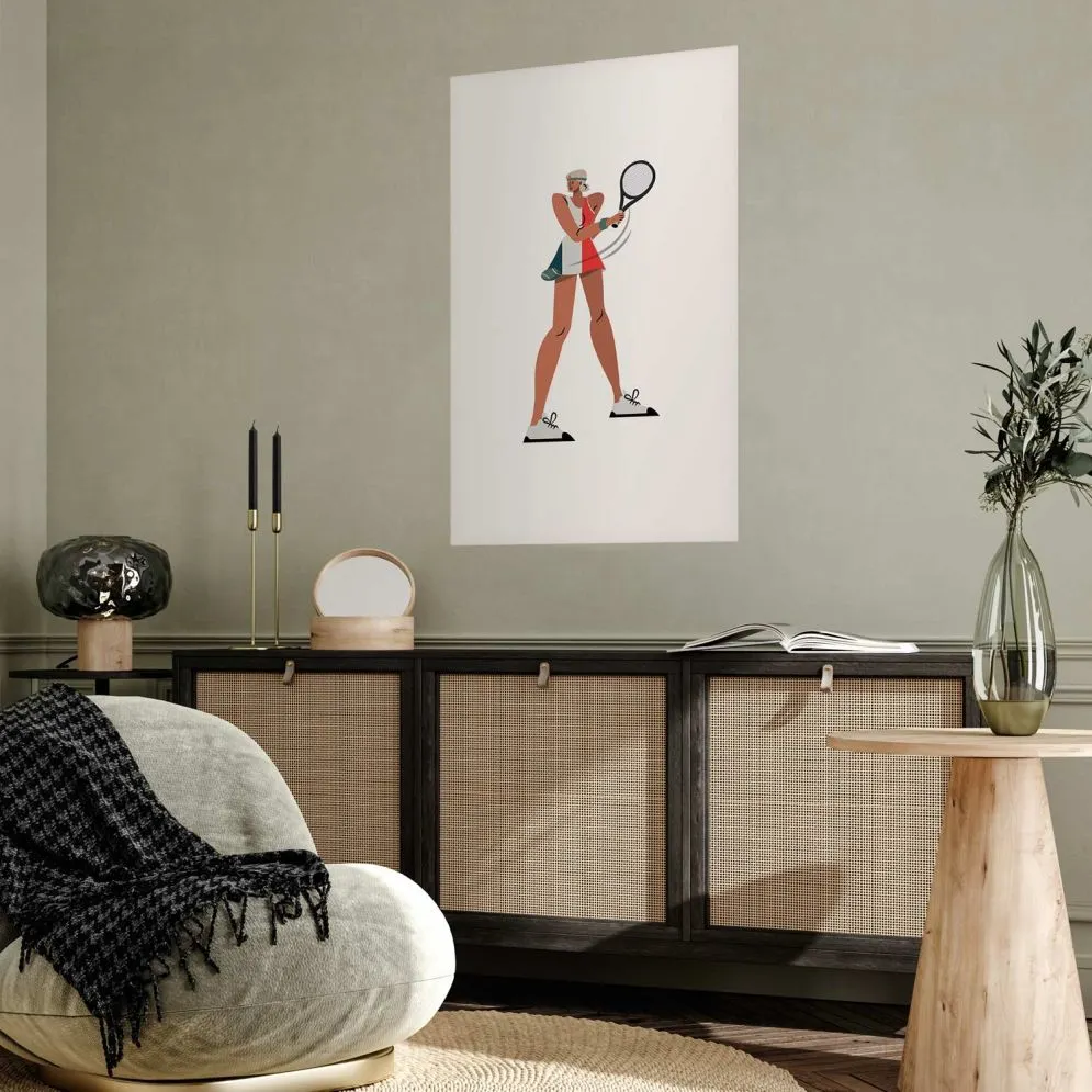 Plakat Tenisistka z rakietą 21x30 cm bez ramy z marginesem | MIRAT.
