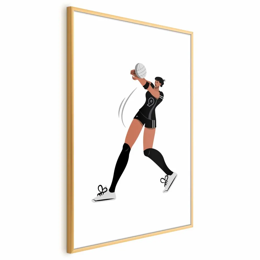 Plakat Siatkarka 40x60 cm z ramą złotą bez marginesu | MIRAT.