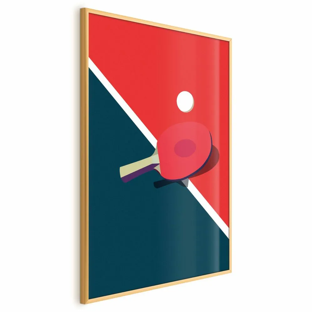 Plakat Tenis stołowy 21x30 cm z ramą złotą bez marginesu | MIRAT.