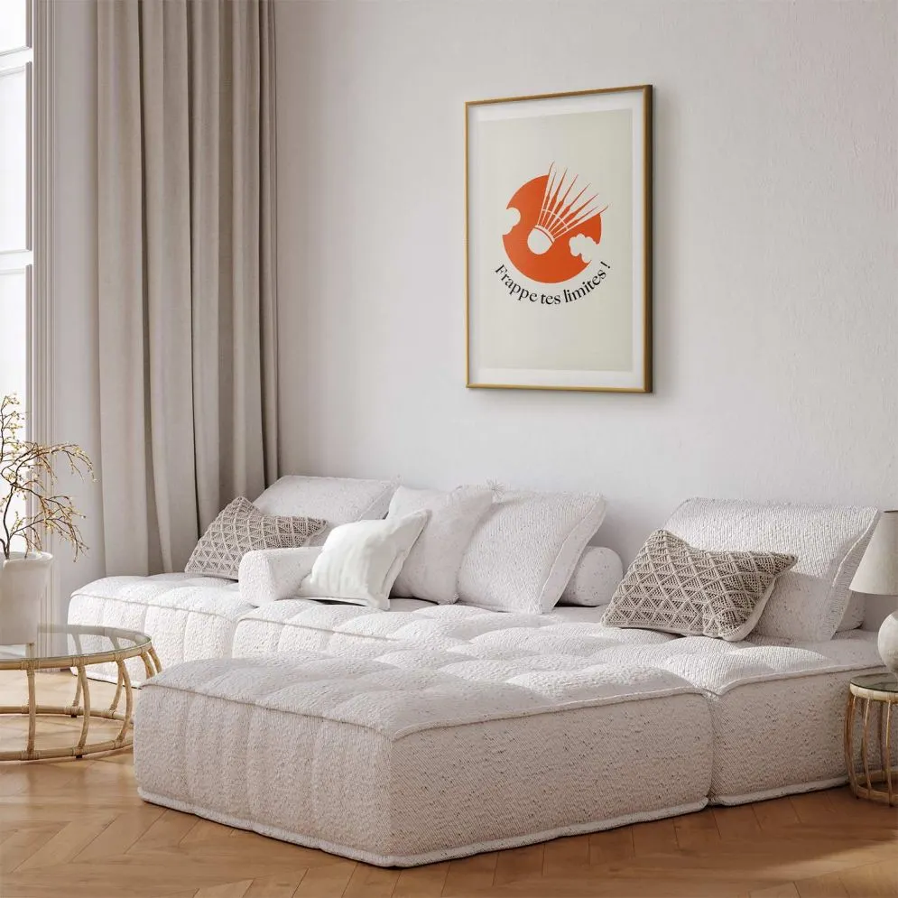 Plakat Lotka na tle pomarańczu 29,7x42 cm z ramą złotą z marginesem | MIRAT.