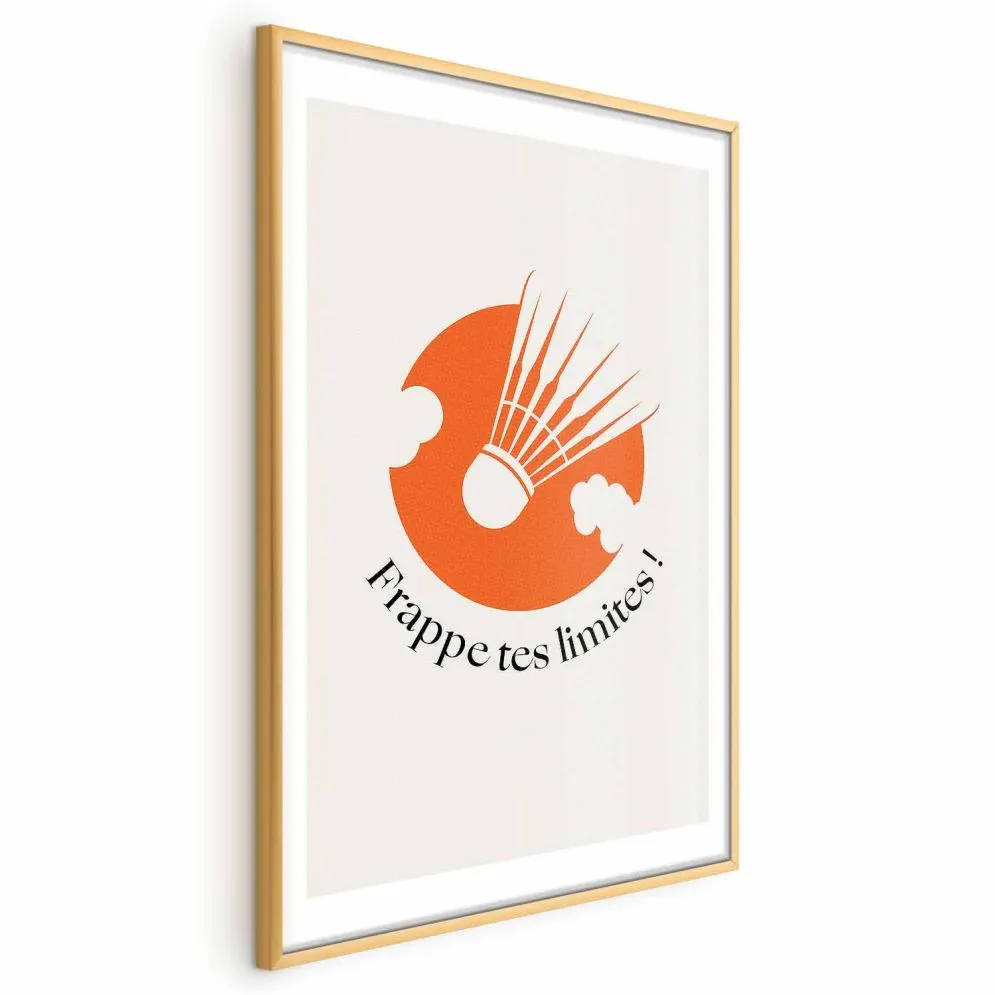 Plakat Lotka na tle pomarańczu 29,7x42 cm z ramą złotą z marginesem | MIRAT.