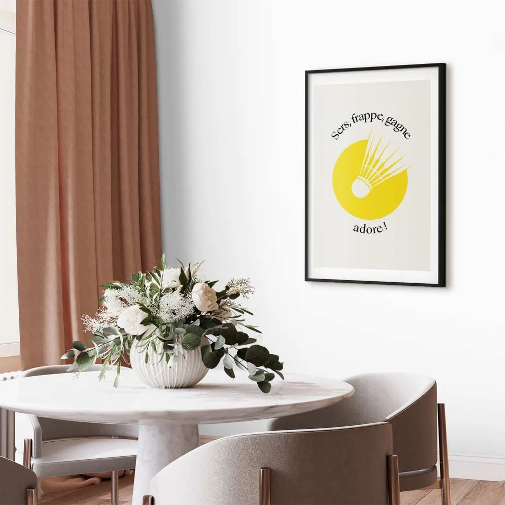 Plakat Lotka do badmintona 60x90 cm z ramą czarną z marginesem | MIRAT.