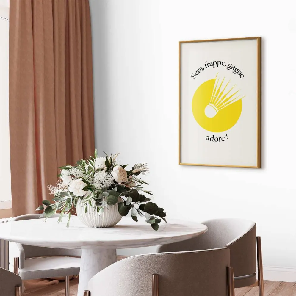 Plakat Lotka do badmintona 21x30 cm z ramą złotą bez marginesu | MIRAT.