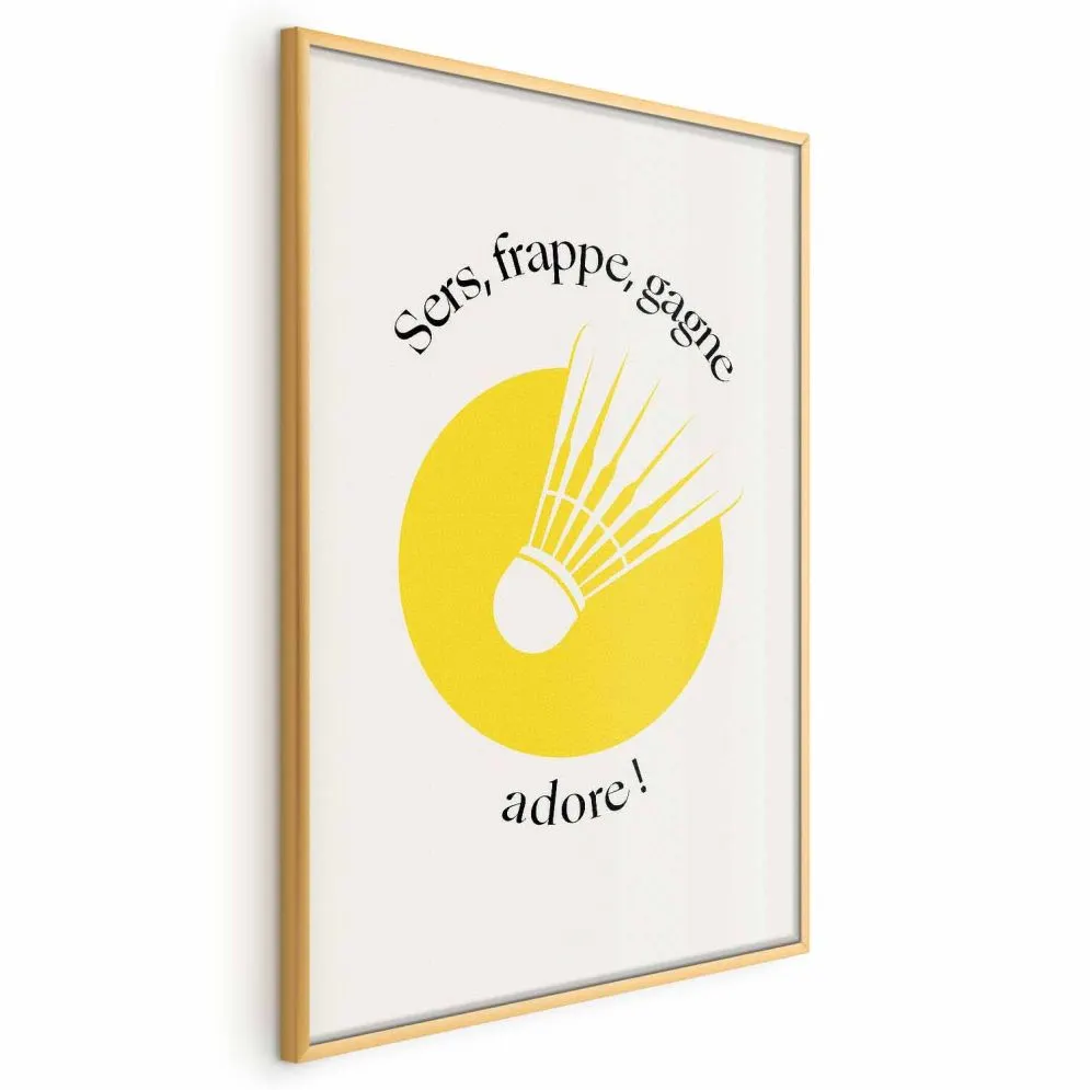Plakat Lotka do badmintona 21x30 cm z ramą złotą bez marginesu | MIRAT.