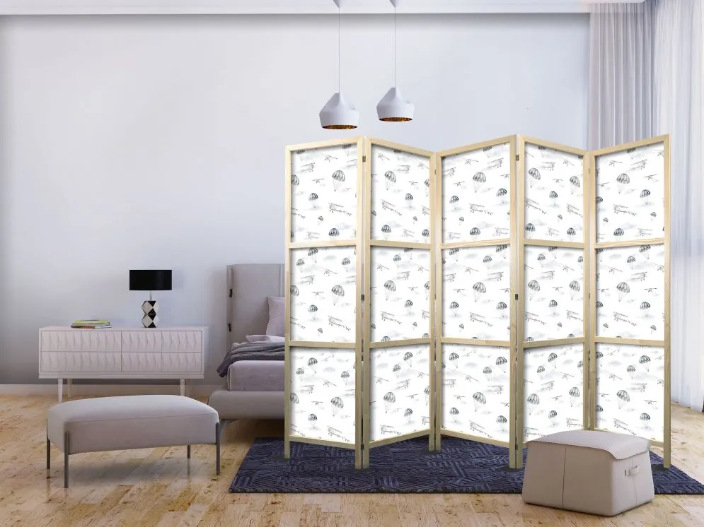 Parawan japoński Dla dzieci 225x172 cm 5-częściowy czarny | MIRAT.