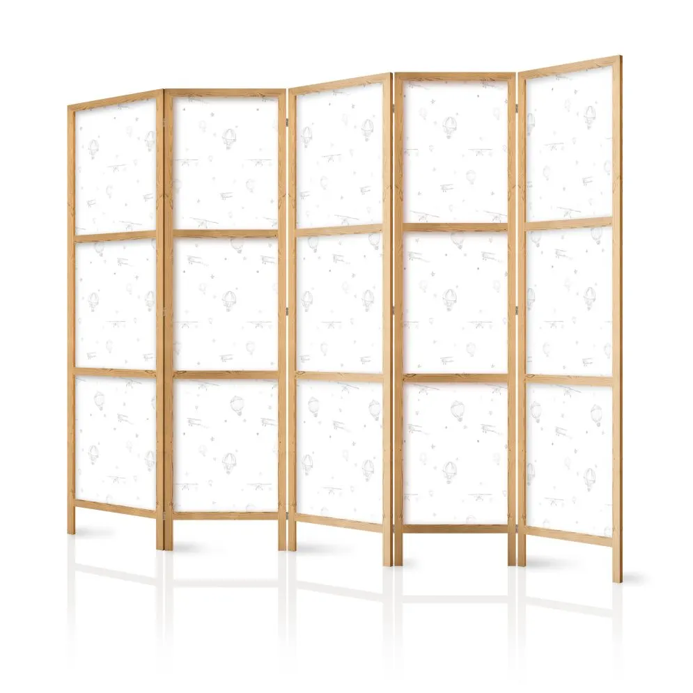 Parawan japoński Dla dzieci 225x172 cm 5-częściowy czarny | MIRAT.