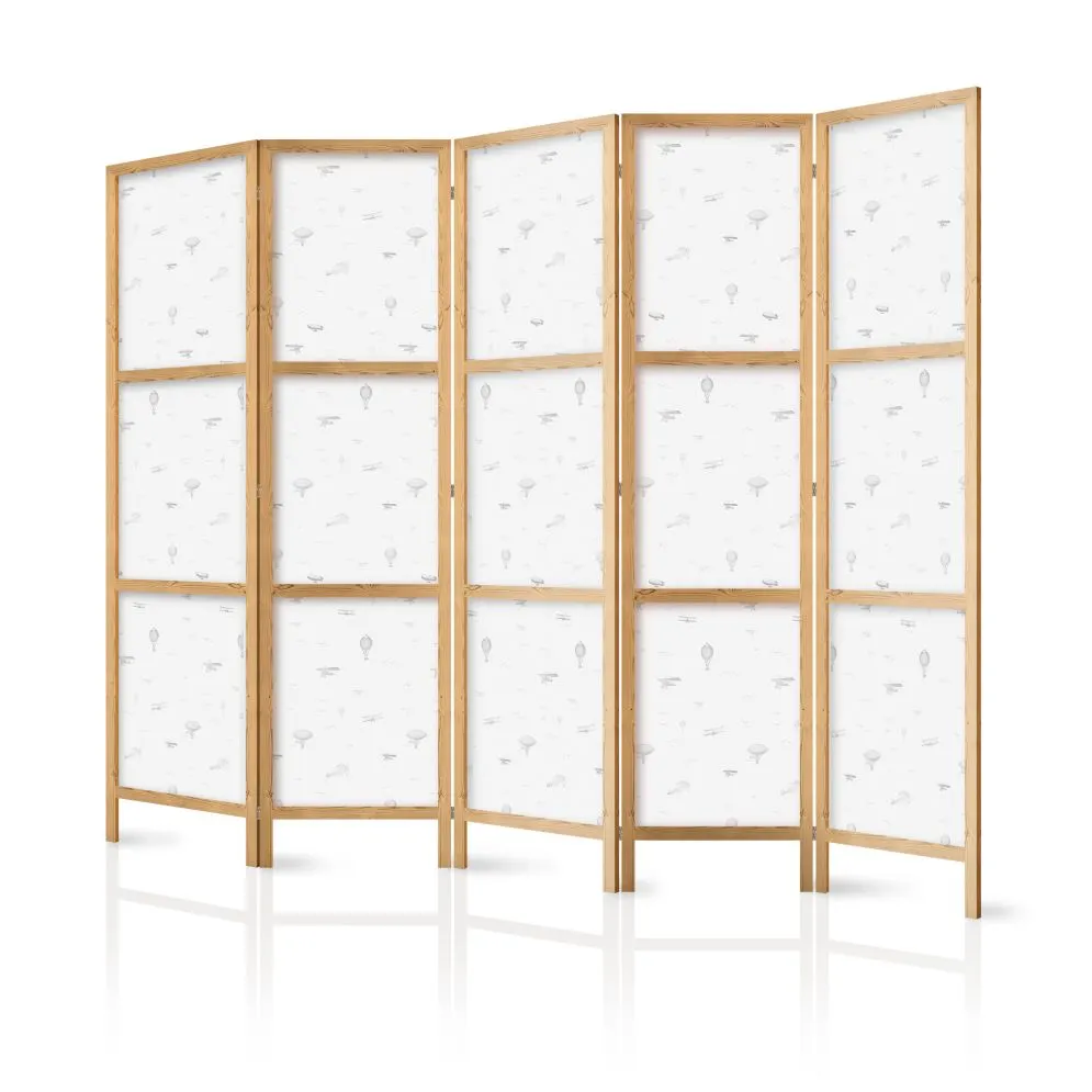 Parawan japoński Dla dzieci 225x172 cm 5-częściowy czarny | MIRAT.