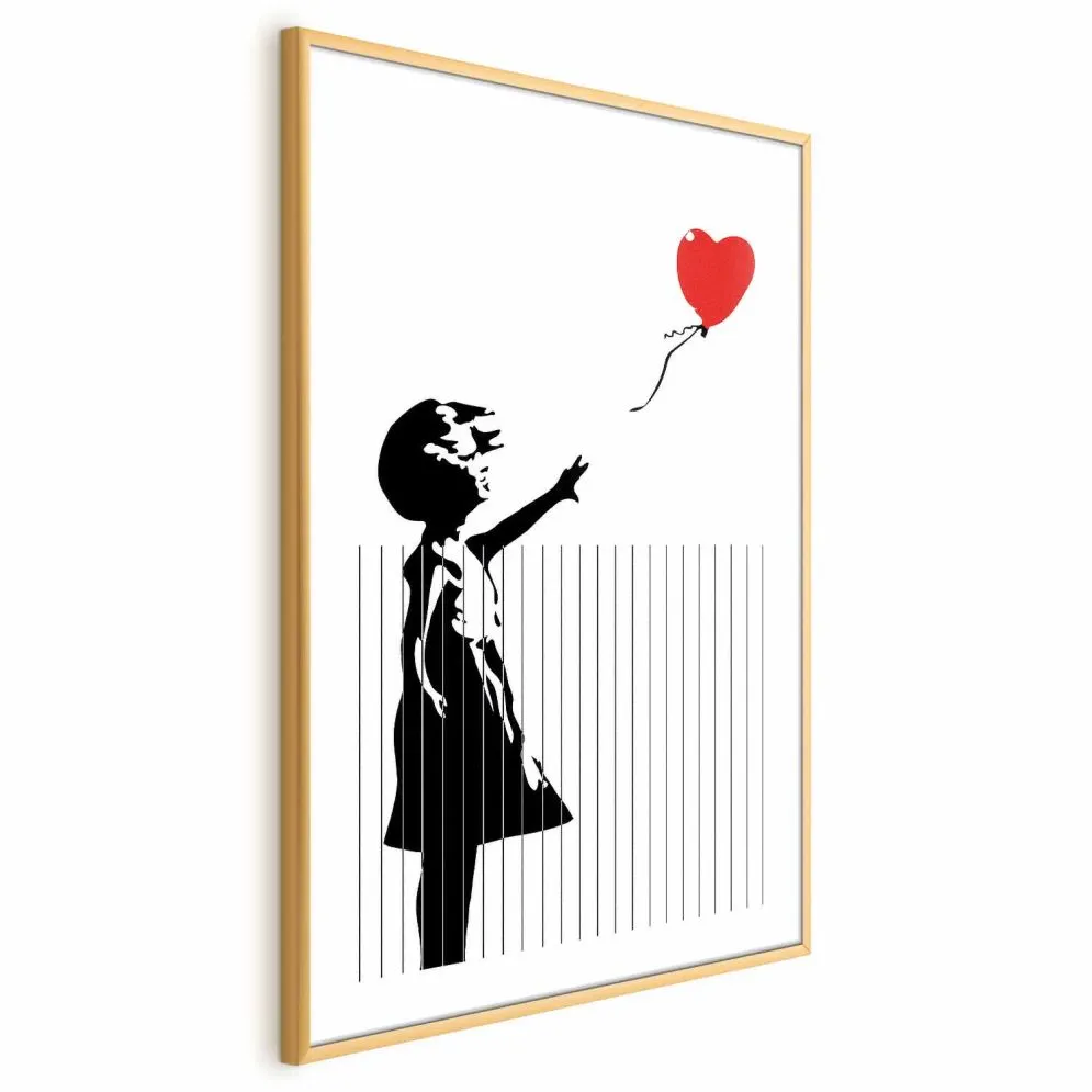 Plakat Pocięty Banksy 60x90 cm z ramą złotą z marginesem | MIRAT.