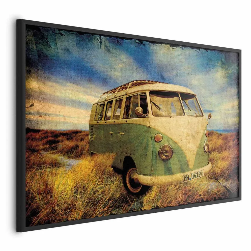Plakat Retro bus 30x21 cm z ramą czarną bez marginesu | MIRAT.