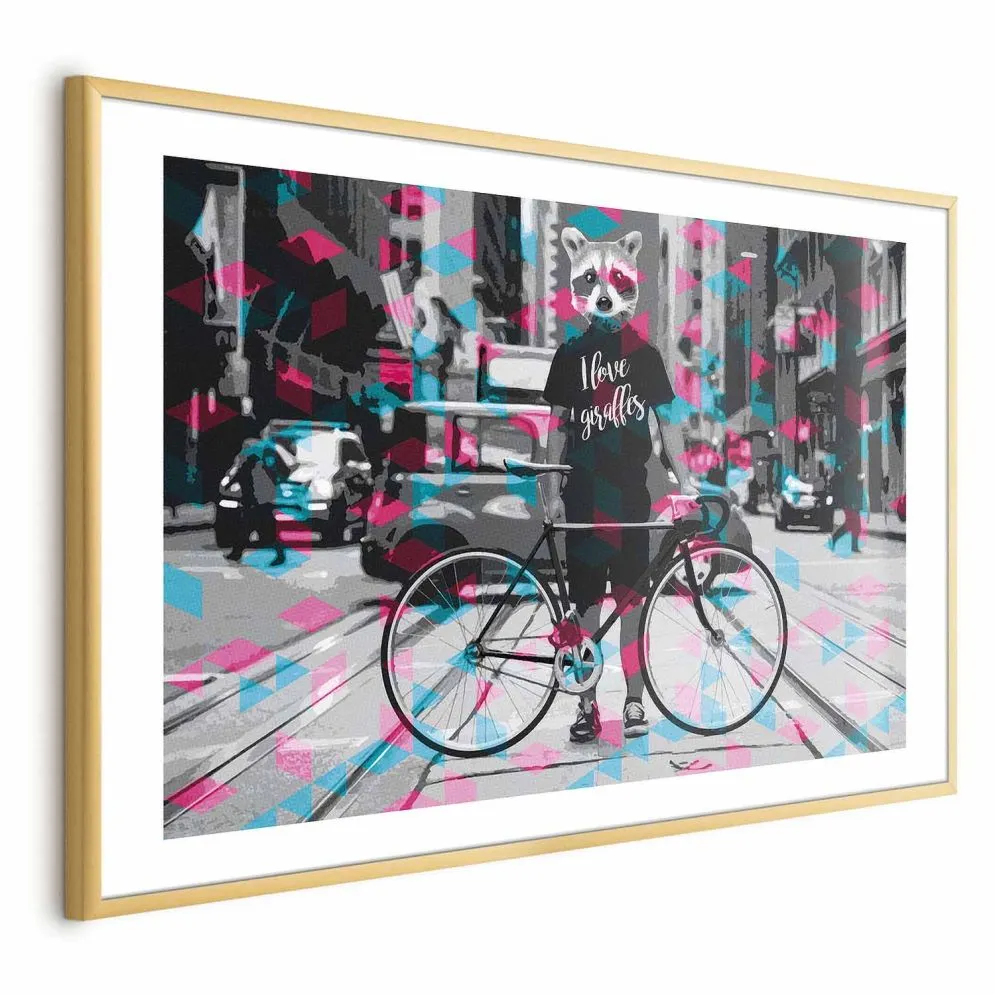 Plakat Giraffes 30x21 cm z ramą złotą z marginesem | MIRAT.