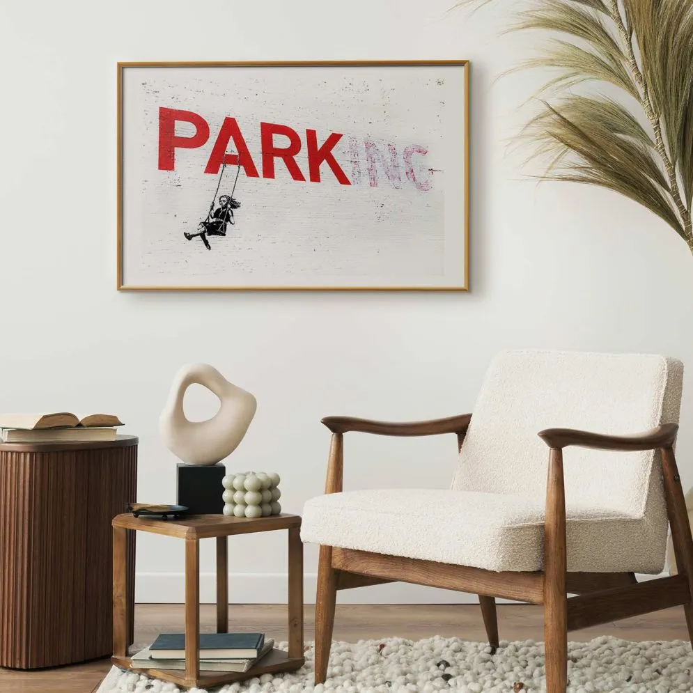 Plakat Parking 90x60 cm z ramą złotą z marginesem | MIRAT.