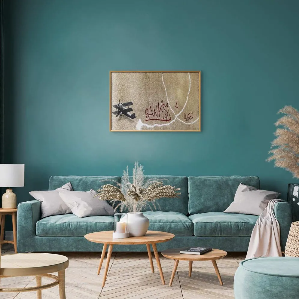 Plakat Dwupłatowiec 90x60 cm z ramą złotą bez marginesu | MIRAT.