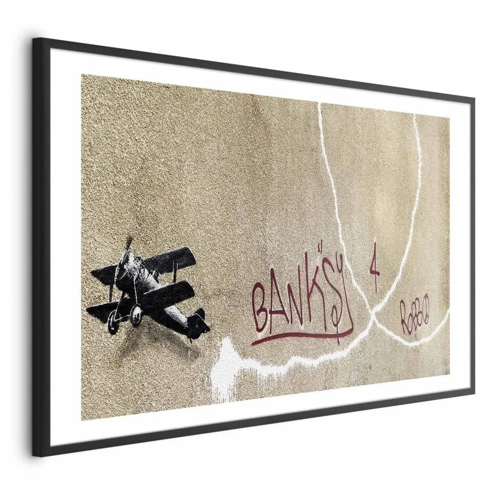 Plakat Dwupłatowiec 60x40 cm z ramą czarną z marginesem | MIRAT.