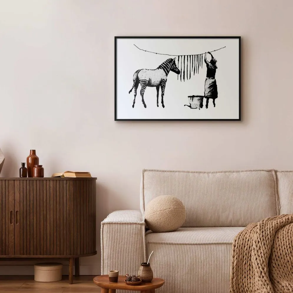 Plakat Banksy: Pranie 30x21 cm z ramą czarną bez marginesu | MIRAT.