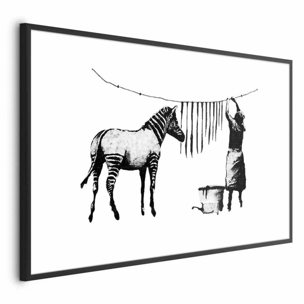 Plakat Banksy: Pranie 30x21 cm z ramą czarną z marginesem | MIRAT.